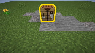 Goal image for stage 3: a crafting table, outlined in yellow