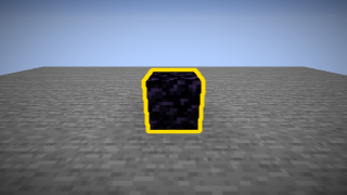 Goal image for stage 3: an obsidian block, outlined in yellow