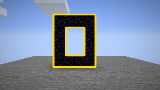 Goal image for stage 4: a finished obsidian portal frame, outlined in yellow